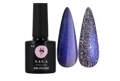 Гель-лак кошачий глаз светоотражающий SAGA Chameleon №02 синий, 9 мл, Цвет: Синий