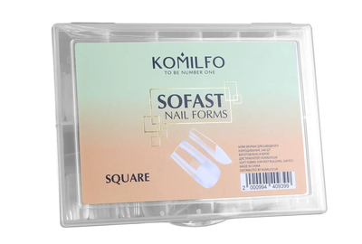 Гелевые формы для наращивания ногтей Komilfo SoFast Nail Forms Square, квадрат, 240 шт