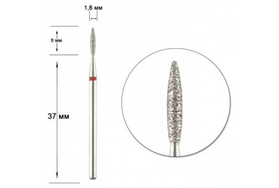Насадка фреза алмазная IQ D 16 R пламя безопасное, Польша