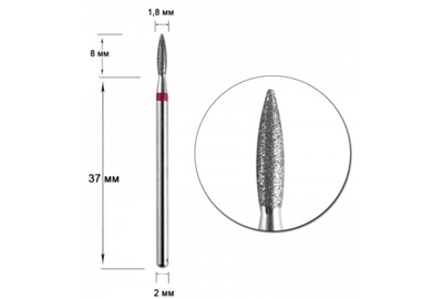 Насадка фреза алмазная IQ D 18 R пламя безопасное, Польша