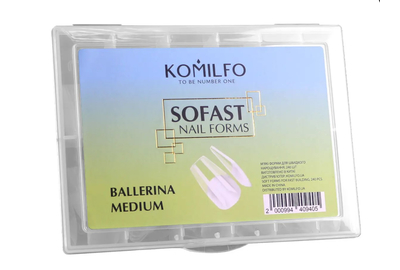 Гелевые формы для наращивания ногтей Komilfo SoFast Nail Forms Ballerina Medium, балерина, 240
