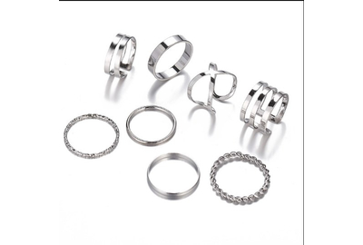 Набор серебряных колец, 8 шт