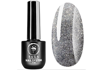 Гель-лак SAGA Fiery №13 светоотражающий серебряный, 9 мл