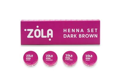 Хна бокс ZOLA Henna Dark Brown для темних брів 4 шт по 2,5 г