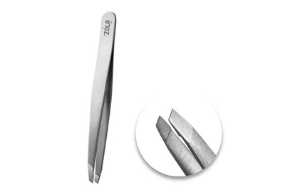 Пінцет для брів ZOLA Silver професійний скошений