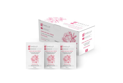 Увлажняющий крем в коробке для рук SHELLY с коллагеном, эластином и экстрактом пиона 4 мл*100 шт