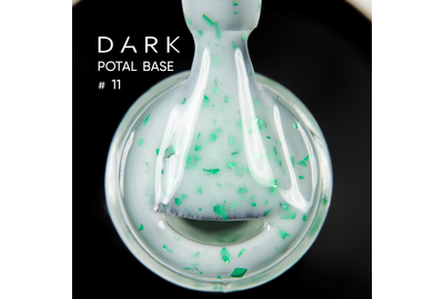 База для ногтей DARK Potal Base №11, молочно-зеленая с поталью, 15 мл, Цвет: Зеленый