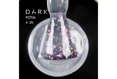 База для ногтей DARK Potal Base №24, молочно-голубая с поталью, 15 мл, Цвет: Молочный