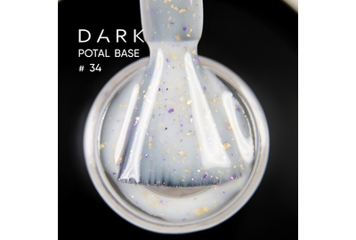 База для ногтей DARK Potal Base №34, белая с поталью, 15 мл, Цвет: Белый