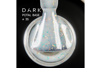 База для ногтей DARK Potal Base №35, белая с поталью, 15 мл, Цвет: Белый