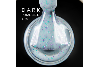 База для ногтей DARK Potal Base №39, светло-голубая с поталью, 15 мл, Цвет: Голубой