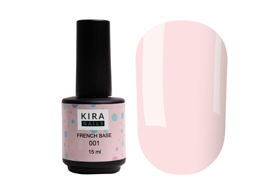 База Kira Nails French Base №001 молочно-розовый, 15 мл, Цвет: Розовый, Обьем: 15 мл