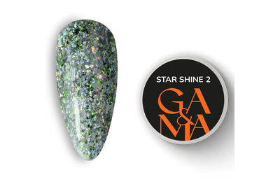 Гель-лак для ногтей GaMa Star shine №02, с зелеными блестками, 5 г, Цвет: Зеленый