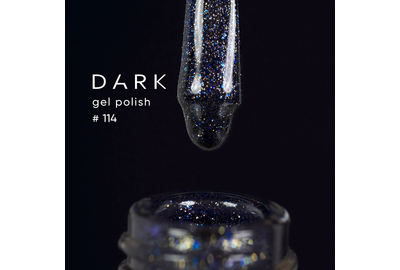 DARK gel polish #114, dark blue with blue-silver shimmer, 10 ml, Color: Dark blue