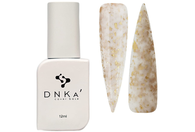 База цветная DNKA Cover base №011 Famous молочная с золотой поталью, 12 мл, Цвет: Молочный