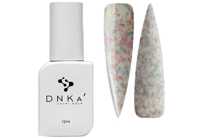 База цветная DNKA Cover base №011А Hapy молочная с цветной поталью, 12 мл, Цвет: Молочный