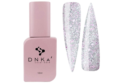 База кольорова DNKA Cover base №050 Fancy світловідбиваюча з рожевими крихтами, 12 мл, Колір: Рожевий