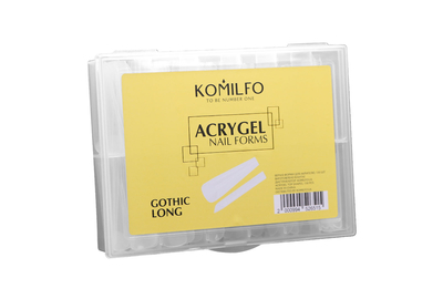 Верхние формы для наращивания Komilfo Top Nail Forms, Long Gothic, длинный готический миндаль, 130 шт.