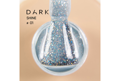 База для ногтей DARK PRO base Shine №01, молочно-голубая с блестками, 15 мл, Цвет: Молочный