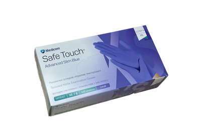 Перчатки голубые нитриловые Medicom SafeTouch Advanced Slim XS, 100 шт