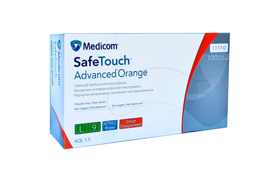 Перчатки оранжевые нитриловые Medicom SafeTouch Advanced M, 100 шт