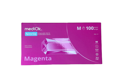 Перчатки ярко-розовые нитриловые MediOk Rose Lake M, 100 шт