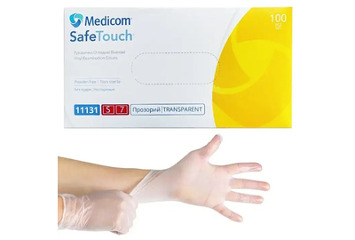 Перчатки прозрачные виниловые Medicom SafeTouch S, 100 шт