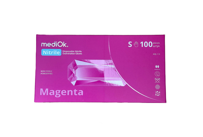 Перчатки ярко-розовые нитриловые MediOk Rose Lake S, 100 шт