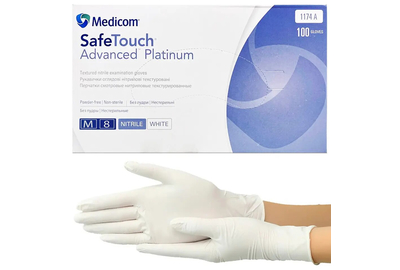 Перчатки белые нитриловые Medicom Platinum M, 100 шт