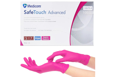 Перчатки малиновые нитриловые Medicom Safe Touch Advanced S, 100 шт