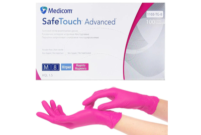 Перчатки малиновые нитриловые Medicom Safe Touch Advanced М, 100 шт
