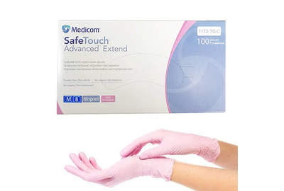 Перчатки розовые нитриловые Medicom SafeTouch Advanced М, 100 шт