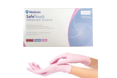 Перчатки розовые нитриловые Medicom SafeTouch Advanced S, 100 шт