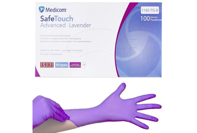 Перчатки лавандовые нитриловые Medicom SafeTouch Advanced S, 100 шт
