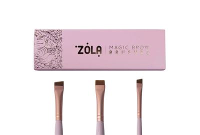 Набір пензлів для брів ZOLA Magic Brow Brushes, світло-рожеві, 3 шт