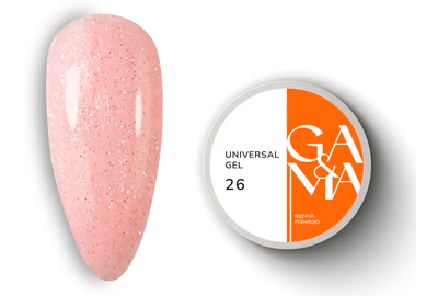 Гель универсальный GaMa Universal gel жидкий №26, персиковый с блеском, 30 мл, Цвет: Персиковый, Обьем: 30 мл