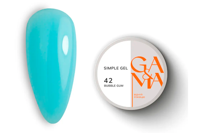 Гель GaMa Simple gel №42 Bubble Gum, голубой, 15 мл, Цвет: Голубой