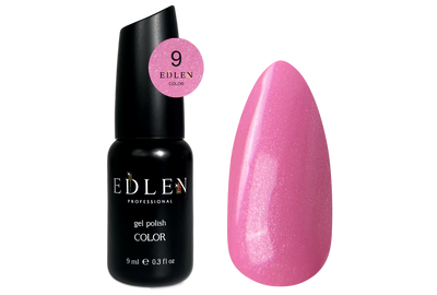 Gel polish Edlen Color No. 009 pink with microglitter, 9 ml, Color: Pink