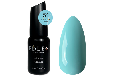 Gel polish Edlen Color No. 051 light turquoise, 9 ml, Color: Turquoise