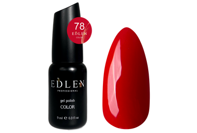 Gel polish Edlen Color No. 078 muted bright red, 9 ml, Color: Red