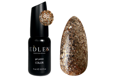 Гель-лак Edlen Color №089 прозрачный с золотыми хлопьями, 9 мл