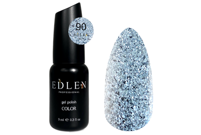 Gel polish Edlen Color No. 090 transparent with silver flakes, 9 ml