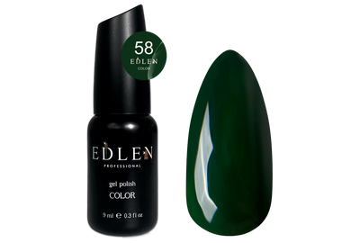 Gel polish Edlen Color No. 058 green, 9 ml, Color: Green