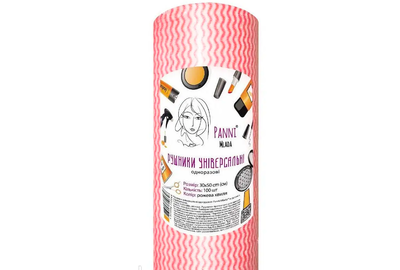 Полотенца универсальные одноразовые в рулоне Panni Mlada 30*50 сетка, розовая волна, 100 шт