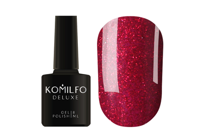 Гель-лак Komilfo DeLuxe Series №G014 темно-червоний з насиченими дрібними блискітками 8 мл, Колір: Червоний, Об`єм: 8 мл