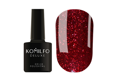 Гель-лак Komilfo DeLuxe Series №G015 темно-красный микроблеск, 8 мл, Цвет: Красный, Обьем: 8 мл
