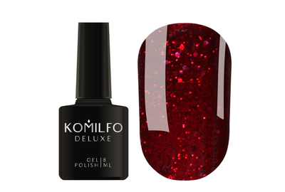 Гель-лак Komilfo DeLuxe Series №G016 вишнево-красный микроблеск, 8 мл, Цвет: Красный, Обьем: 8 мл