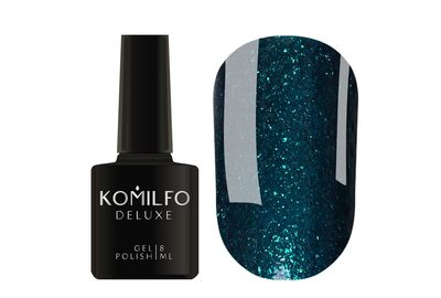 Гель-лак Komilfo DeLuxe Series №G019 темний смарагд з насиченими дрібними блискітками, 8 мл, Колір: Зелений, Об`єм: 8 мл
