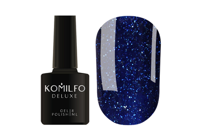 Гель-лак Komilfo DeLuxe Series №G021 синій з сріблястими блискітками, 8 мл, Колір: Синій, Об`єм: 8 мл