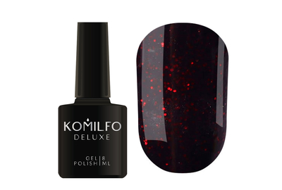 Гель-лак Komilfo DeLuxe Series №G024 чорний з червоними блискітками, 8 мл, Колір: Чорний, Об`єм: 8 мл
